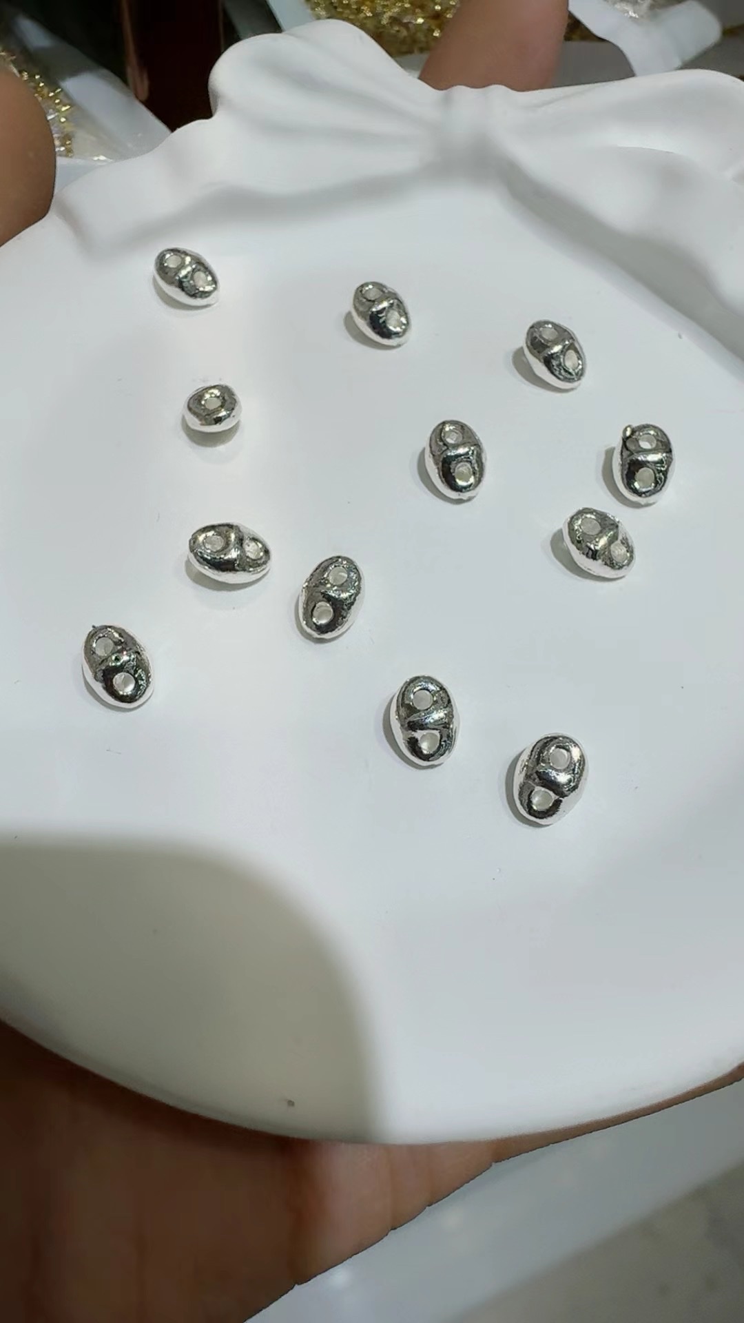 Color retention: 14K, 18k, thick silver planet beads, pig nose double-hole double-row spacer, DIY pearl bracelet jewelry, pearl material jewelry accessories, diy jewelry accessories detail image 4