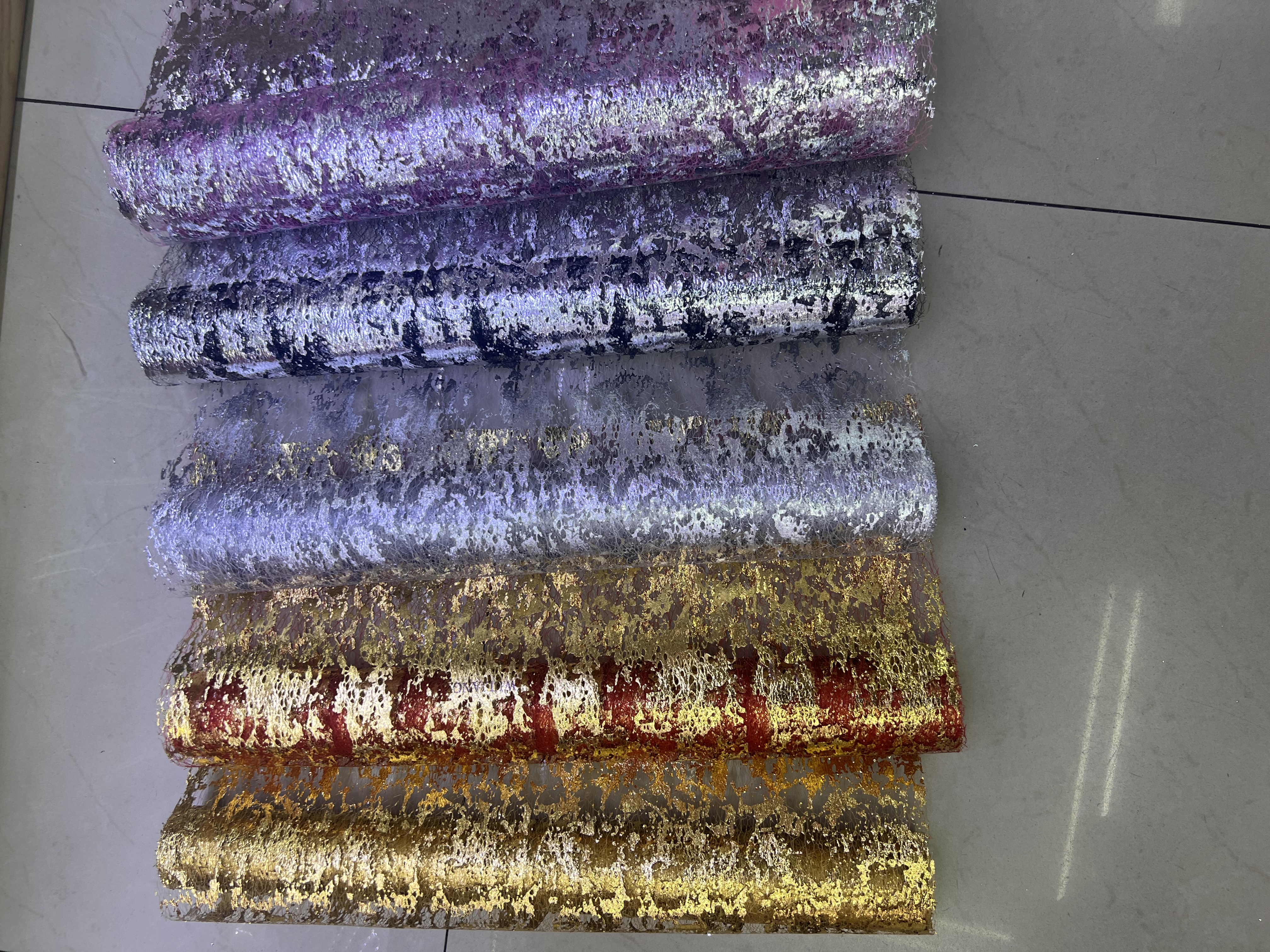 Christmas decorative gilded mesh fabric
