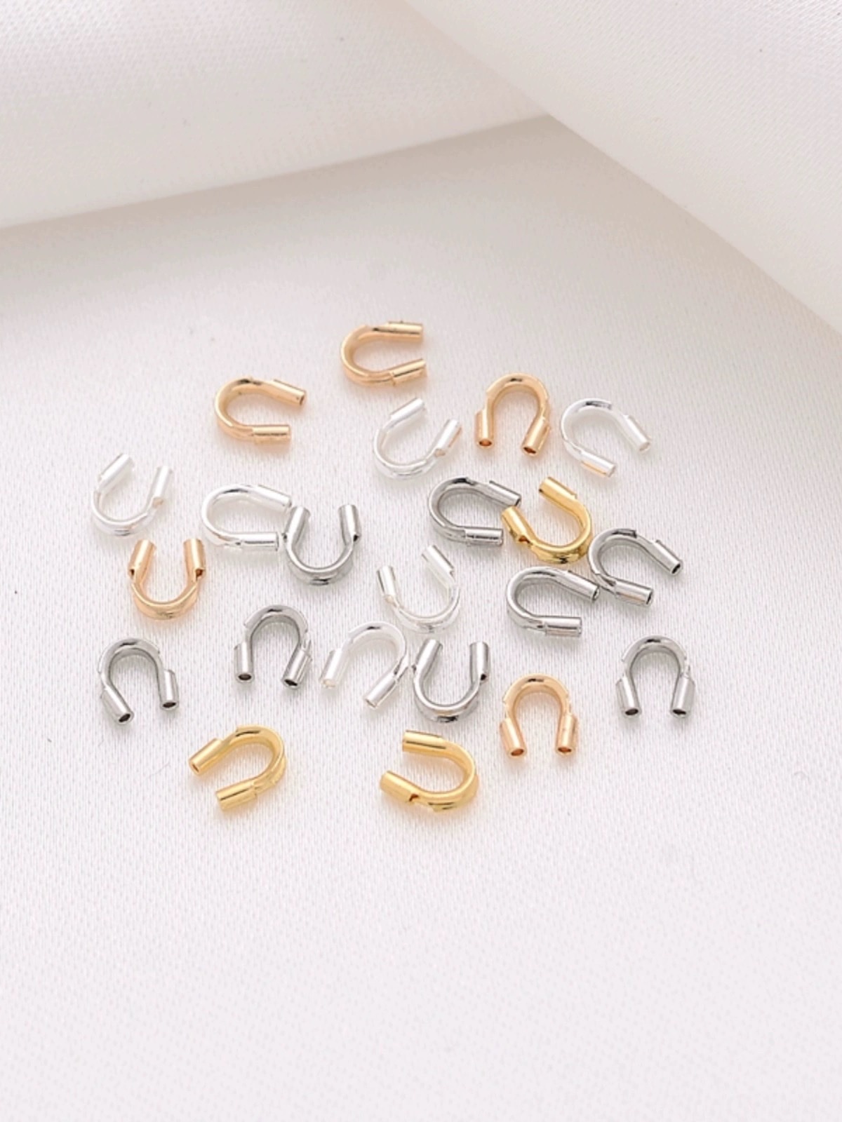 kc gold/white k horseshoe buckle, U-shaped buckle, diy handmade jewelry accessory materials, steel wire, fishing line, U-shaped wire protection buckle, end buckle Specification image