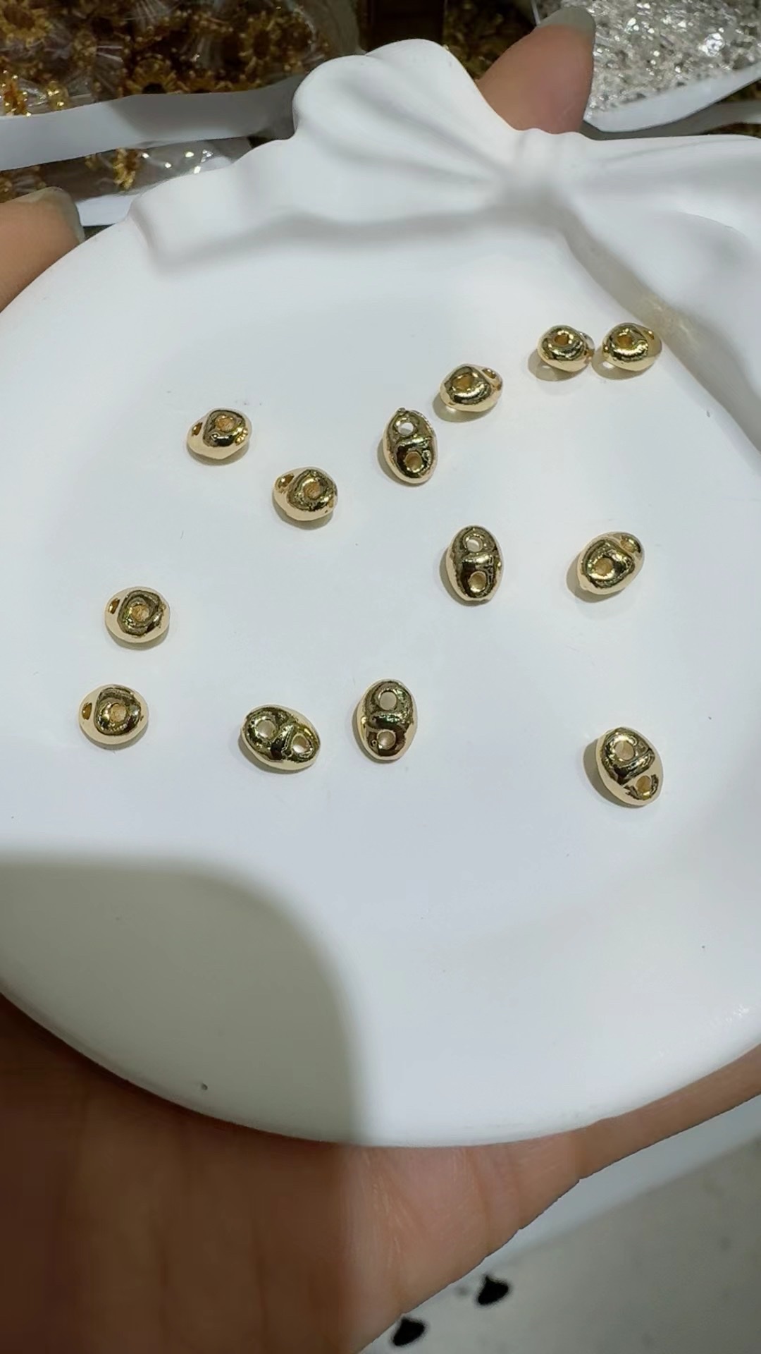 Color retention: 14K, 18k, thick silver planet beads, pig nose double-hole double-row spacer, DIY pearl bracelet jewelry, pearl material jewelry accessories, diy jewelry accessories detail image 2
