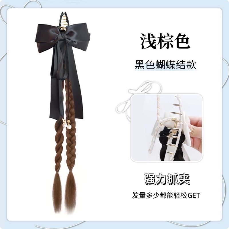 抖音同款蝴蝶结马尾麻花辫子抓夹网红气质爆款发饰自然拳击辫子女详情图8