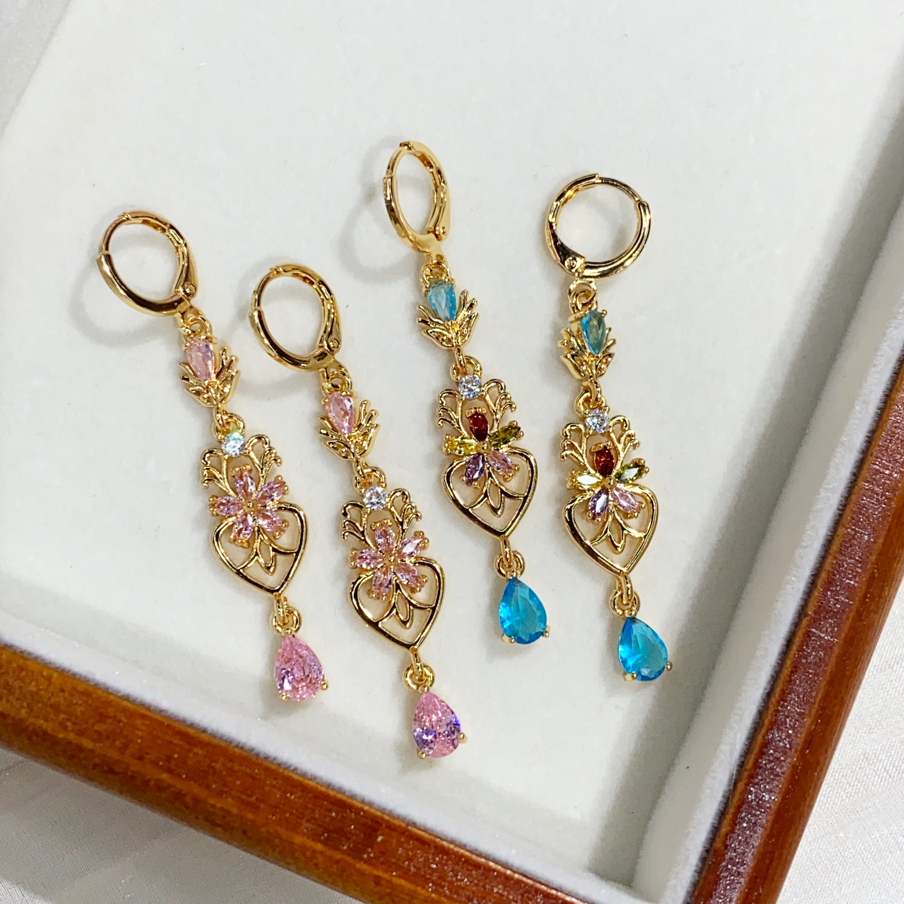 锆石耳环外贸出口欧美风彩钻耳环耳饰跨境专供爆款轻奢复古耳饰高级感时尚耳环批发工厂直销批发爆款饰品耳环耳饰