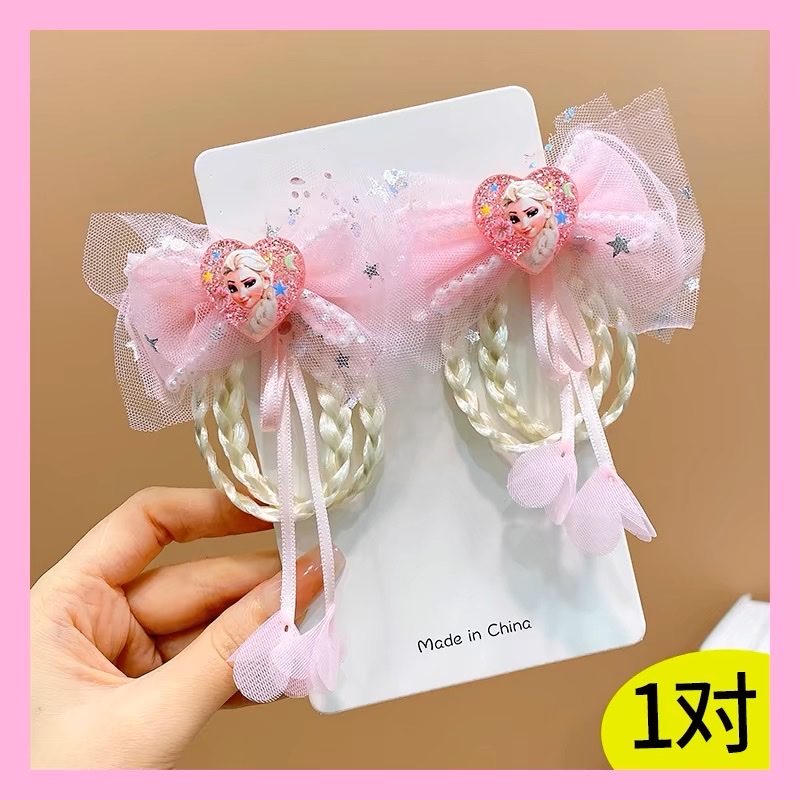 Blue Frozen bow tassel hair clip for girls, sweet and cute little girl hair clip headwear details Picture