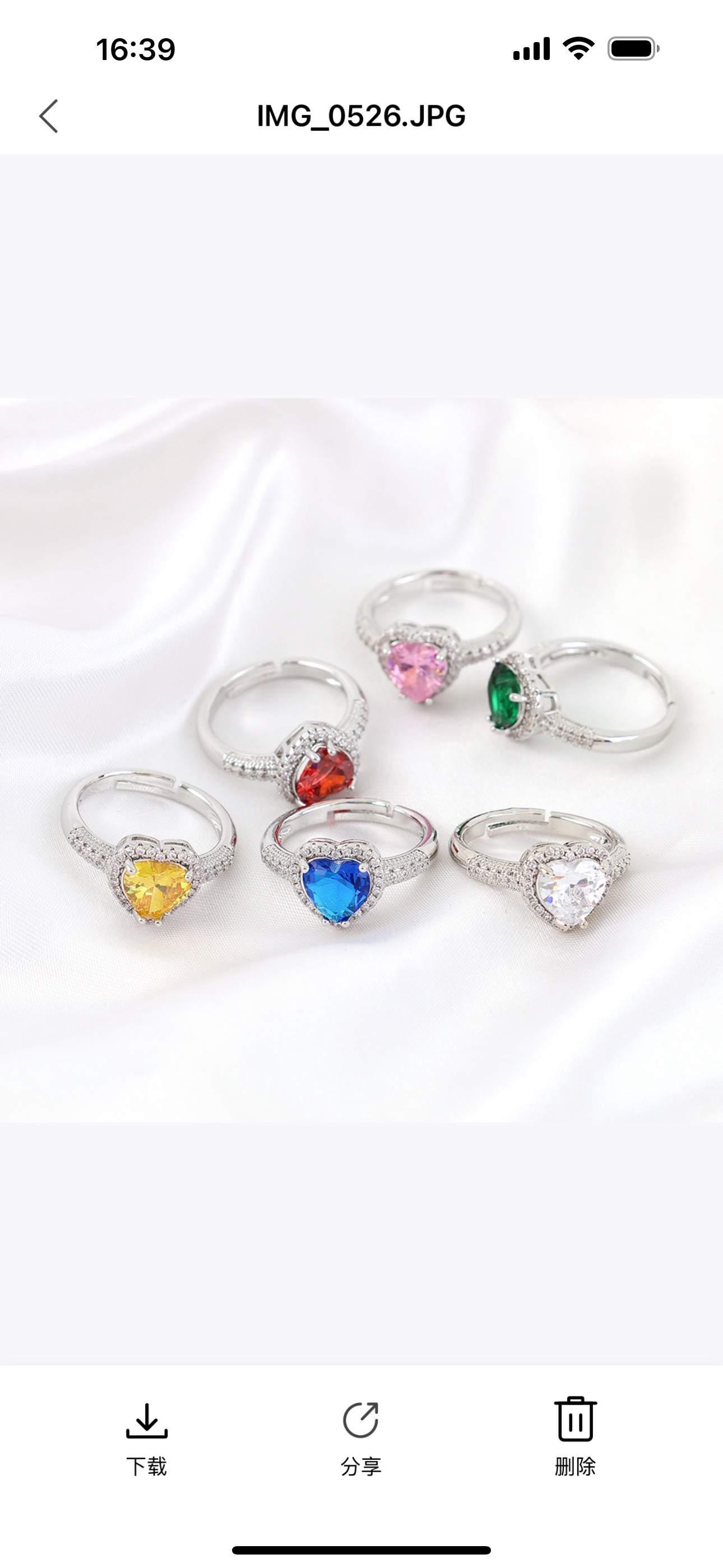 铜镶锆石彩宝戒指，开口设计，电镀白k时尚简约百搭款产品图