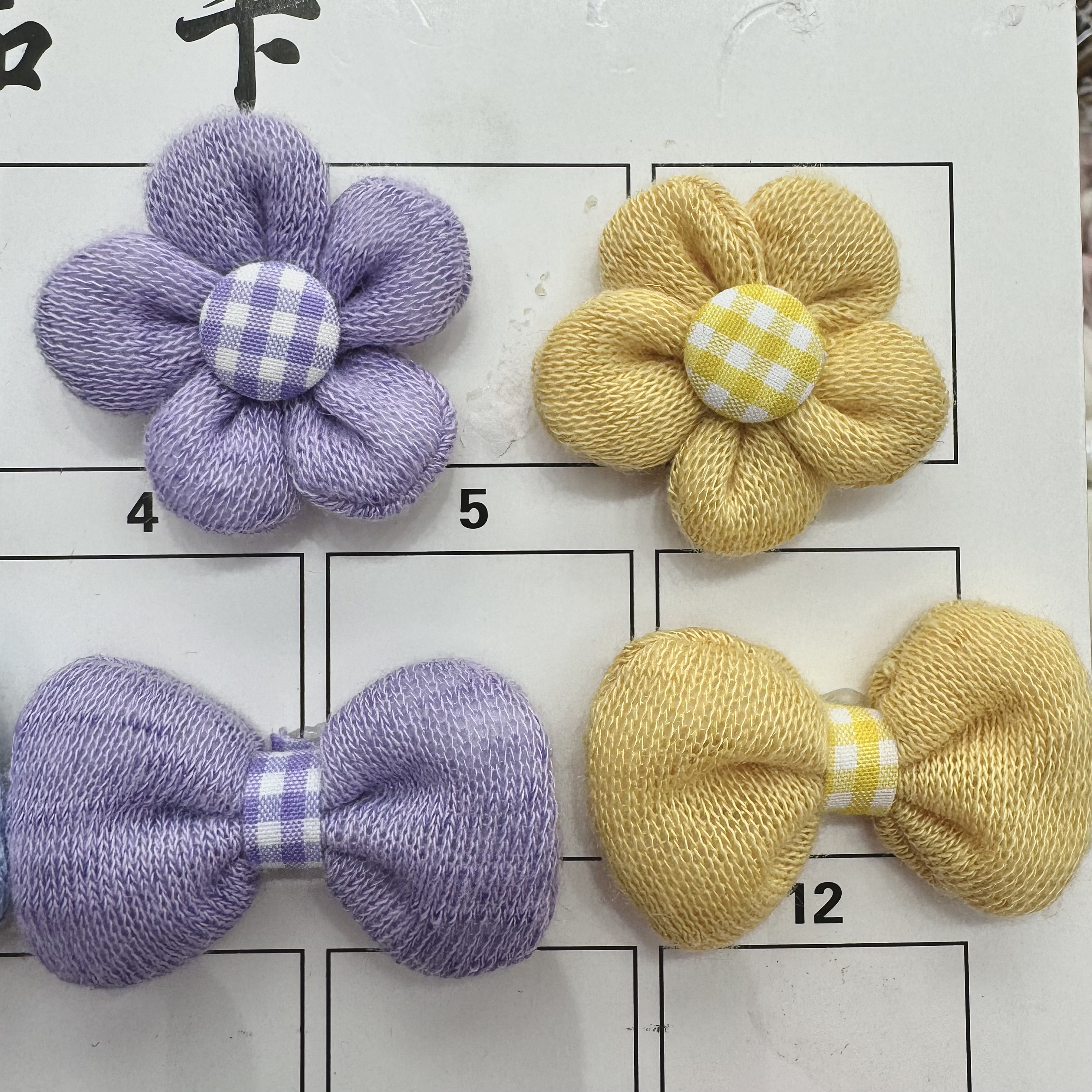 秋冬毛线针织五瓣花格子小花4.5公分小结5公分饰品配件细节图