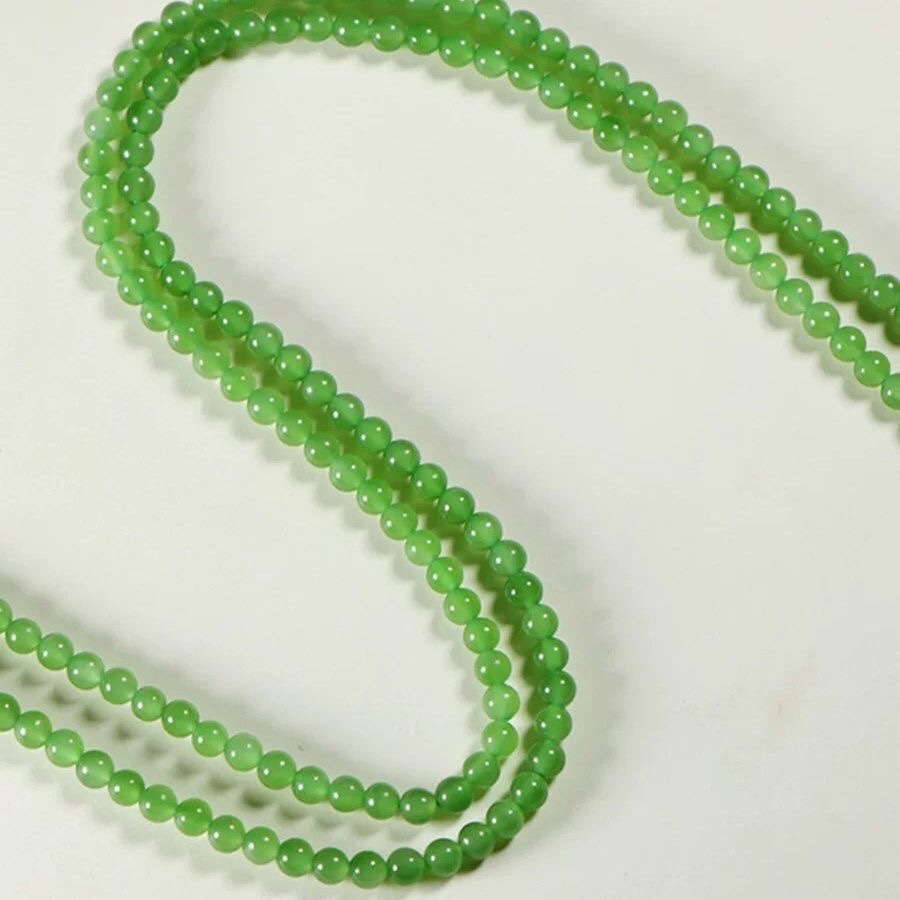 Wholesale of high-quality Hetian jade 4mm long chain bracelet necklace, women's apple Yang green high-end jadeite color bracelet detail image 5