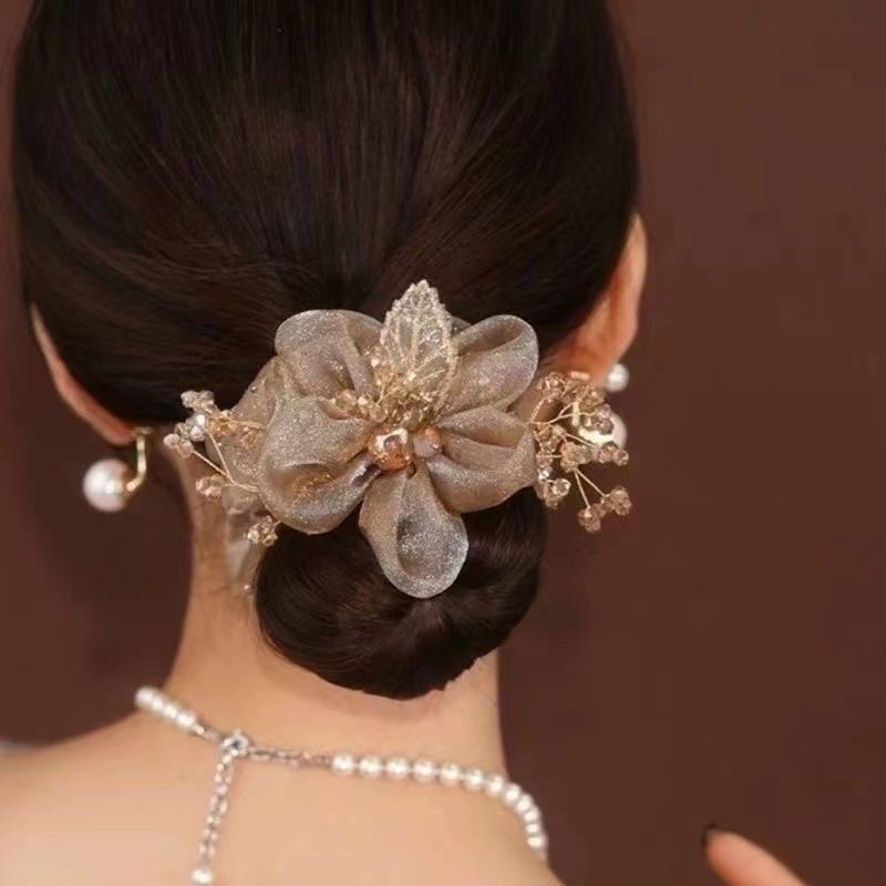 In the height of summer, Star Sea Flower hair band, light luxury fabric sunflower hair accessory, hair tie, hair tie, rubber band, large intestine hair band details Picture