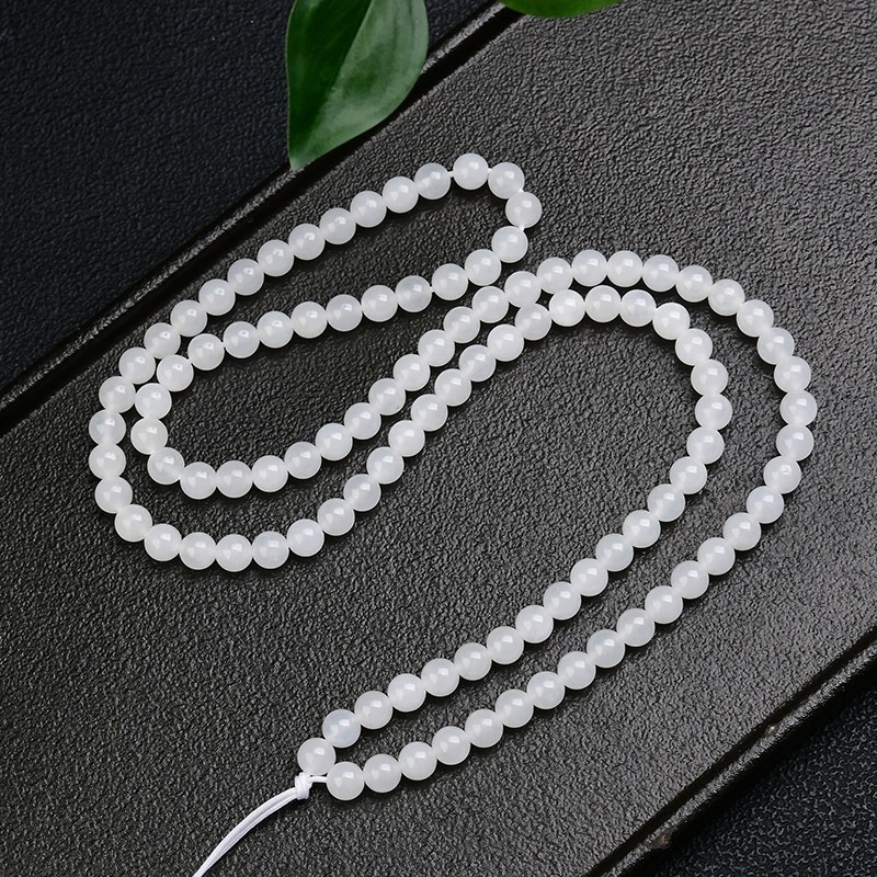 Natural Hetian jade white jade 6mm necklace, DIY bracelet, women's genuine natural jade bracelet, bracelet wholesale detail image 4