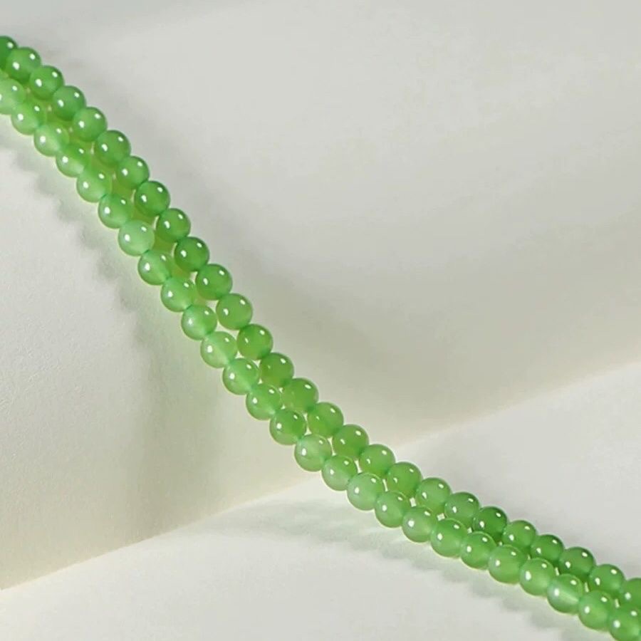 Wholesale of high-quality Hetian jade 4mm long chain bracelet necklace, women's apple Yang green high-end jadeite color bracelet Specification image