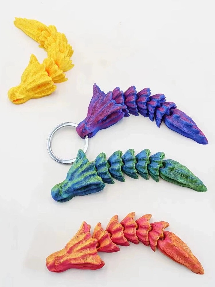 龙年挂件背包3d打印摆件中国风可活动龙手工钥匙扣立体十二生肖 饰品配件龙虾扣