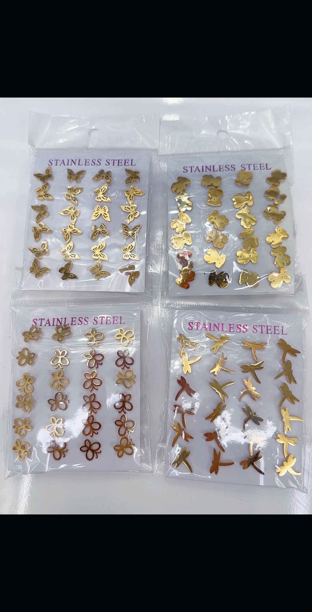 跨境钛钢耳钉甜美欧美时尚不锈钢简约款式一卡装12对源头厂家直销细节图