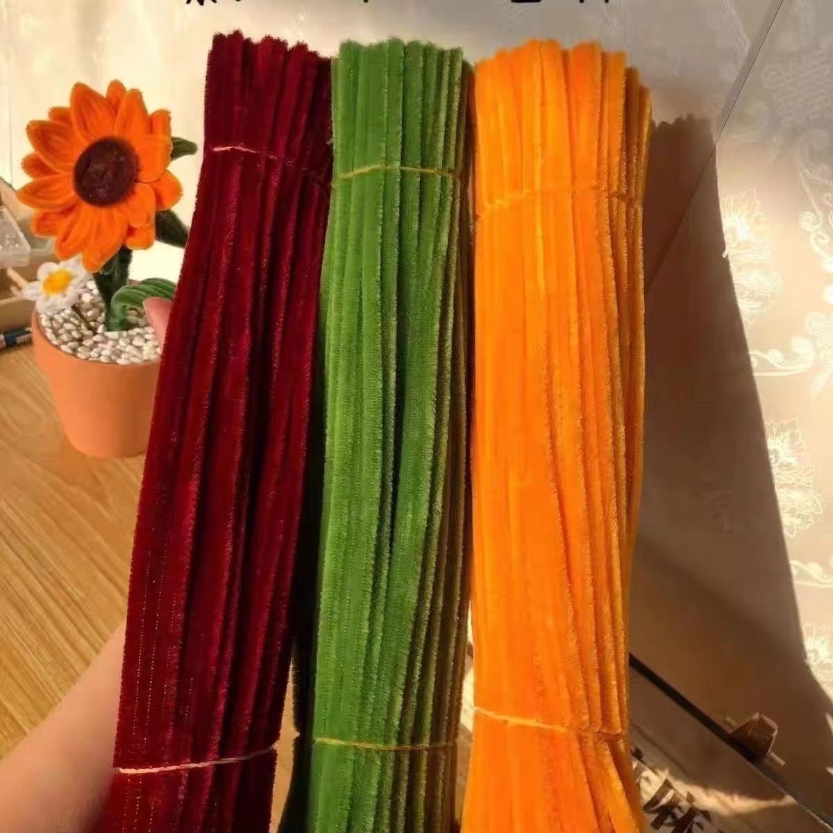 Encrypted twist stick, versatile creativity, DIY colorful macaron Super Dense Wool strips, kindergarten material package