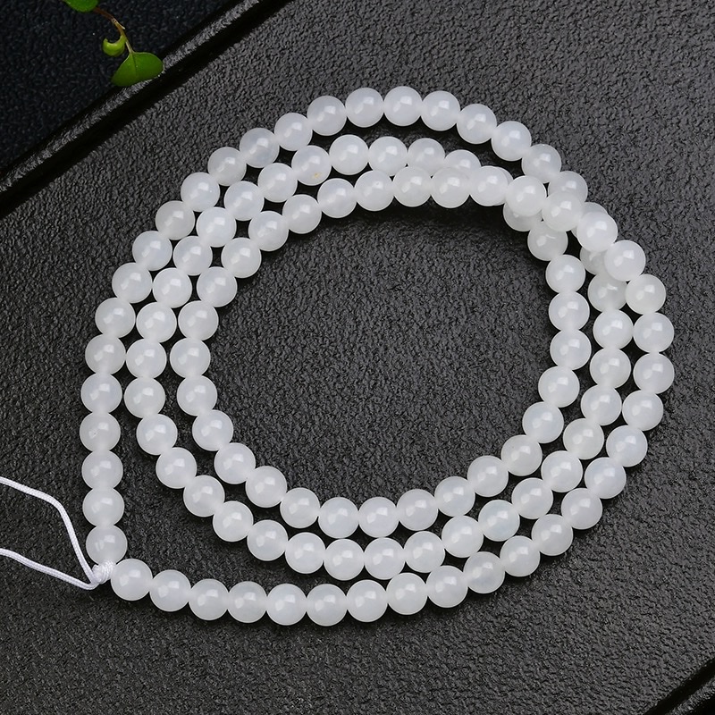 Natural Hetian jade white jade 6mm necklace, DIY bracelet, women's genuine natural jade bracelet, bracelet wholesale detail image 2
