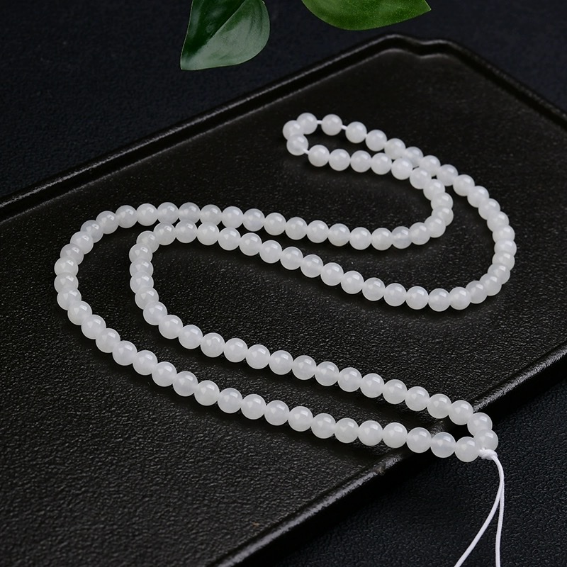 Natural Hetian jade white jade 6mm necklace, DIY bracelet, women's genuine natural jade bracelet, bracelet wholesale