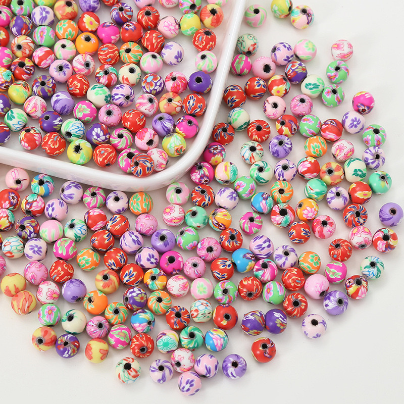 跨境热销10mm软陶花纹珠现货批发