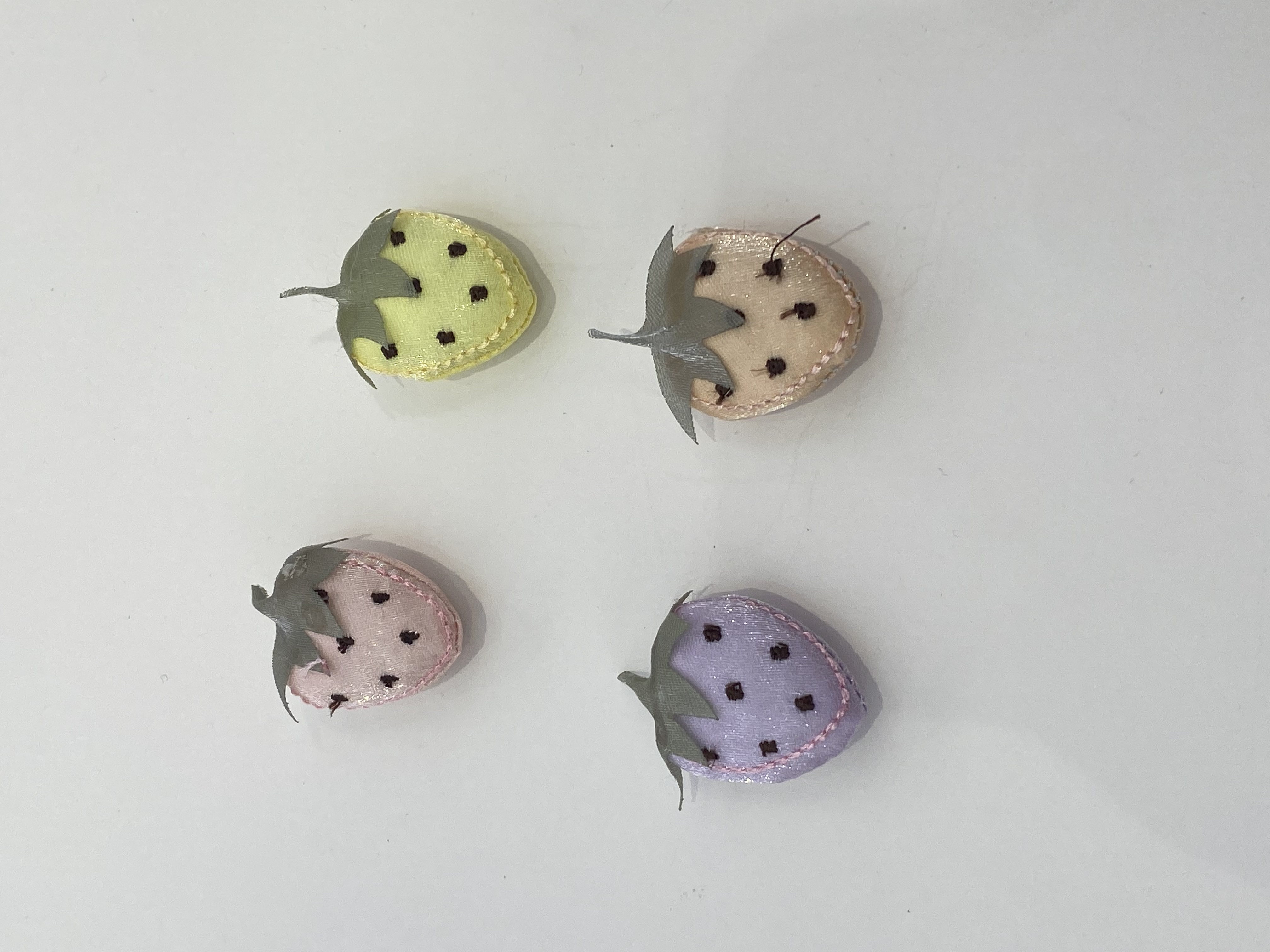 Clothes, hats, hairpins, accessories, shiny silk fabric, strawberries