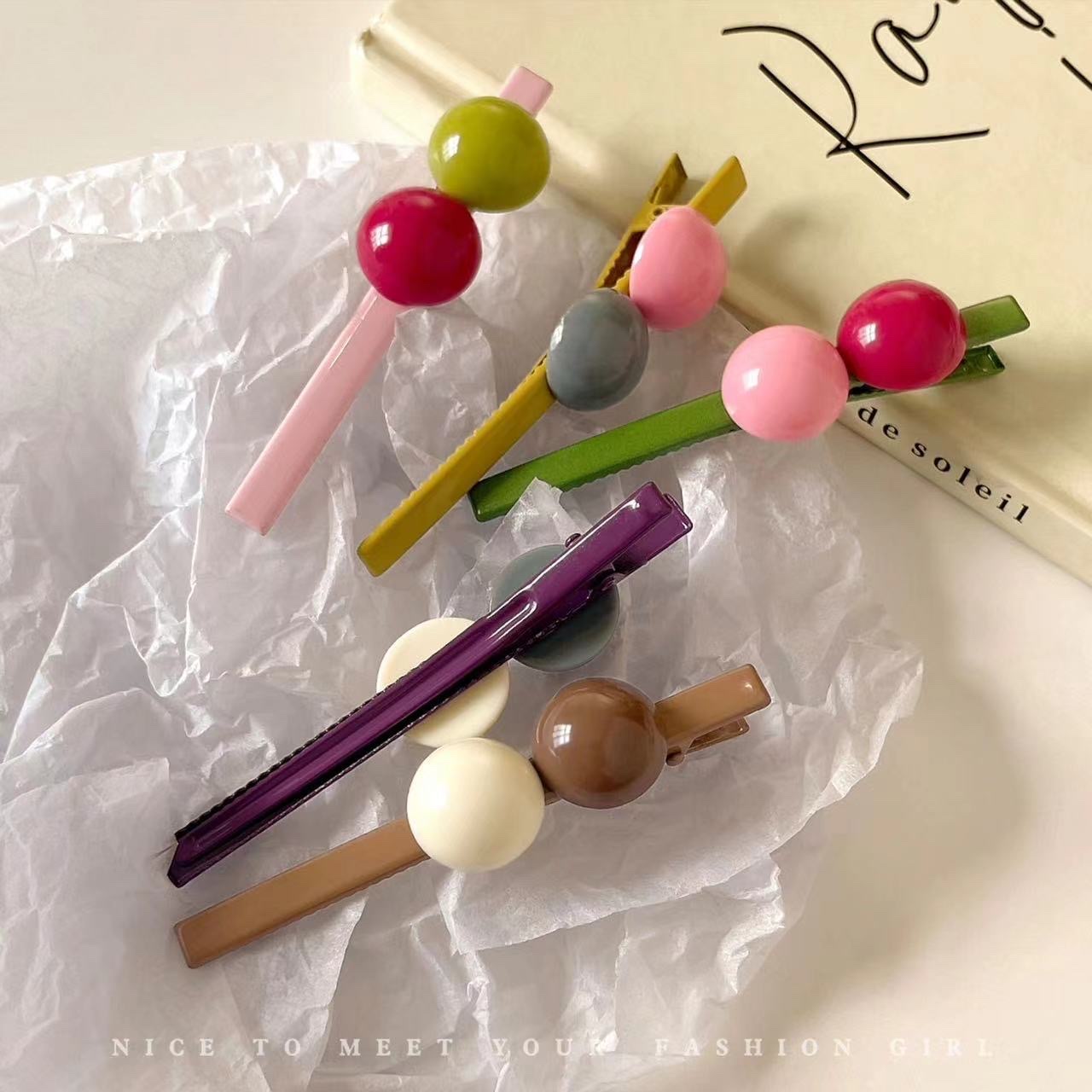 Colored beads press hairpins, hairpins, hairpins, hairpins Specification image