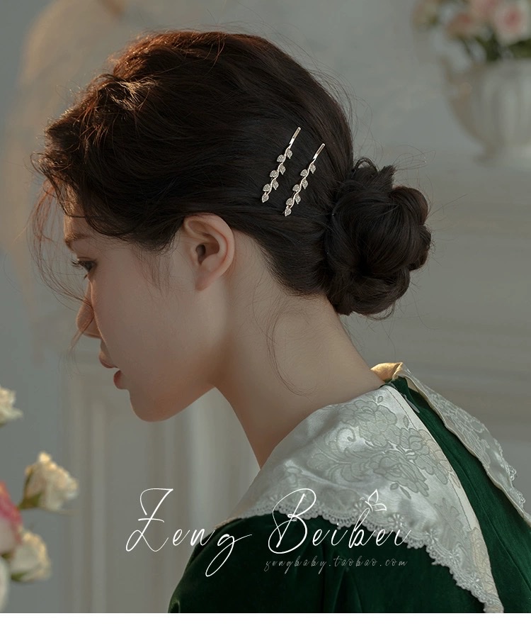 森系仙气珍珠发卡子 复古简约一字夹碎发边夹发夹精致刘海夹发饰详情图3