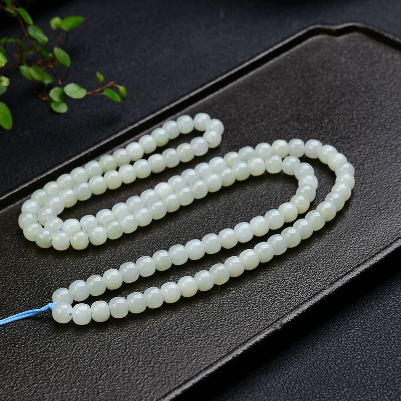 Tianjin Hetian jade, Qinghai material, Qiemo blue, 6x7mm, 108 pieces, old-style beads, multi-loop bracelet, unisex bracelet wholesale