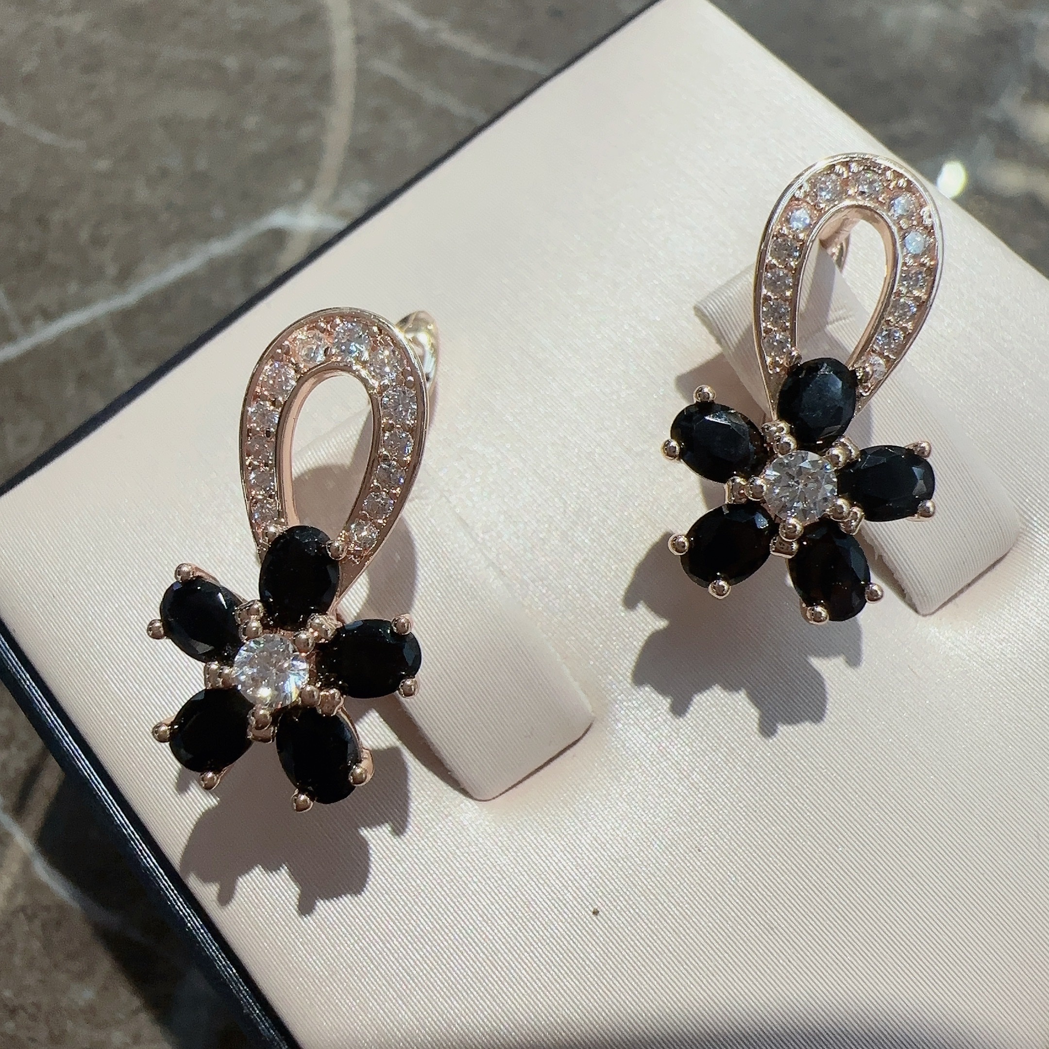 Gulkina新款耳环高档锆石耳饰独特花卉饰品紫金耳环 时尚女士新疆哈萨克斯坦首饰批发跨境电商货源详情图2