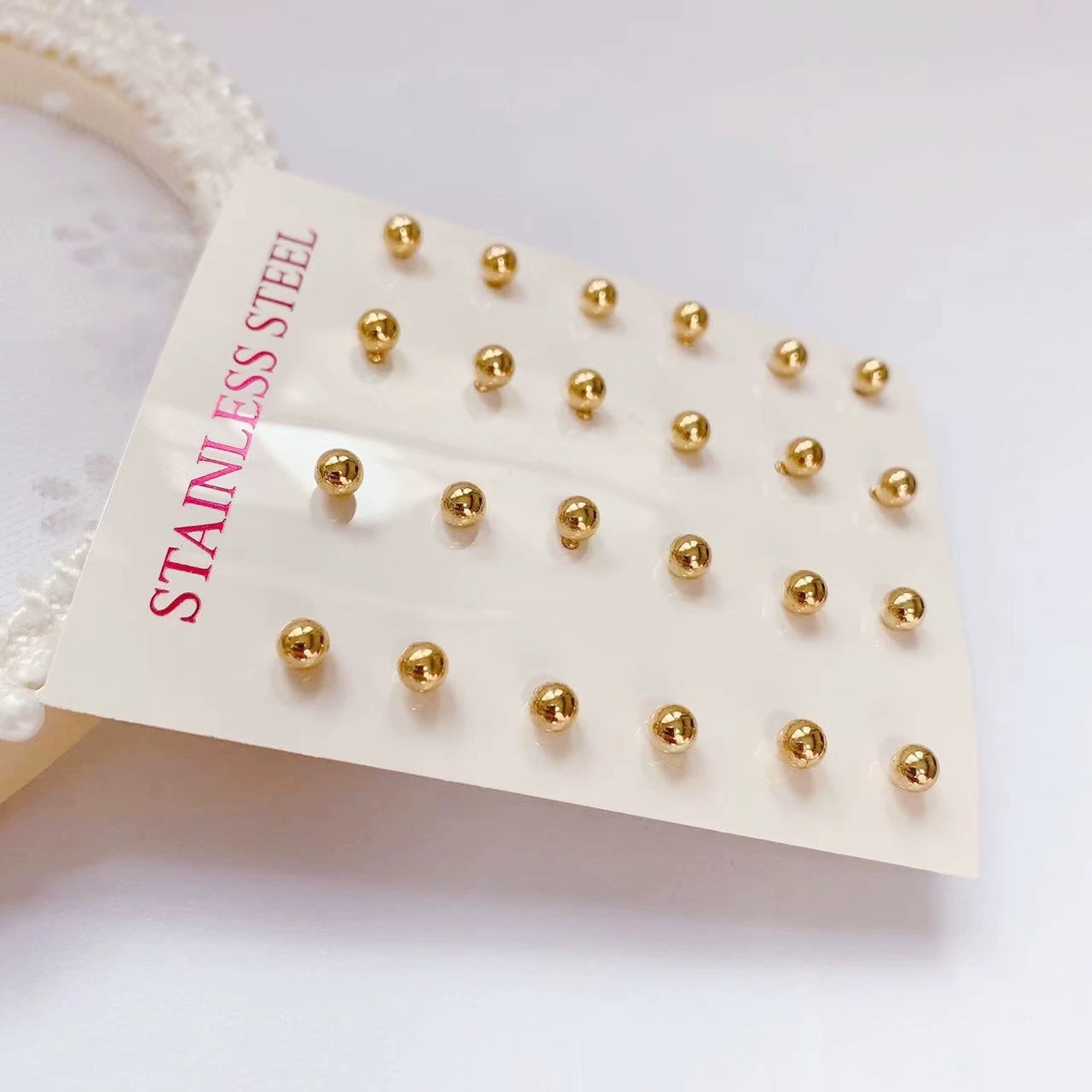 跨境钛钢耳钉甜美欧美时尚不锈钢简约款式一卡装12对源头厂家直销详情图11