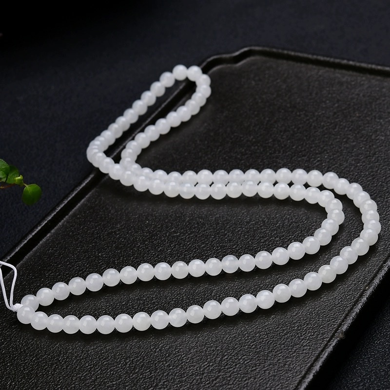 Natural Hetian jade white jade 6mm necklace, DIY bracelet, women's genuine natural jade bracelet, bracelet wholesale detail image 5