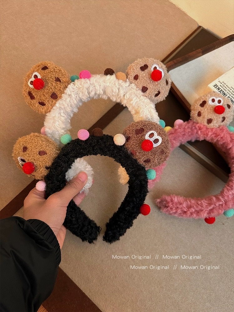 可爱曲奇毛绒发箍女2024新款春夏洗脸专用压发头箍发饰高颅顶发卡发箍发箍产品图