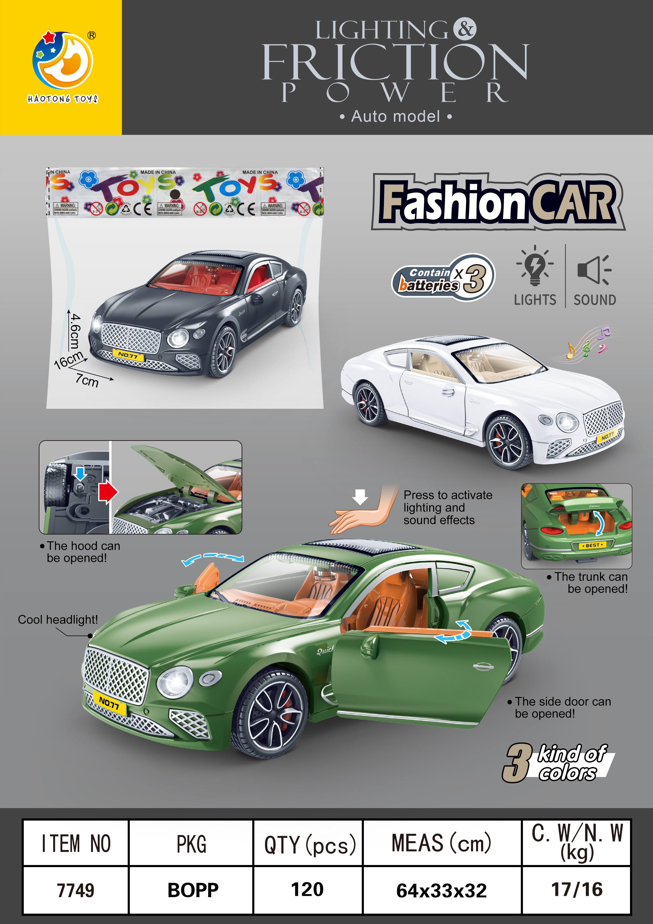 Children's special alloy car model toy car. The alloy material of the toy car is shockproof, wear-resistant, safe, non-toxic and environmentally friendly. Children's toy car model details Picture