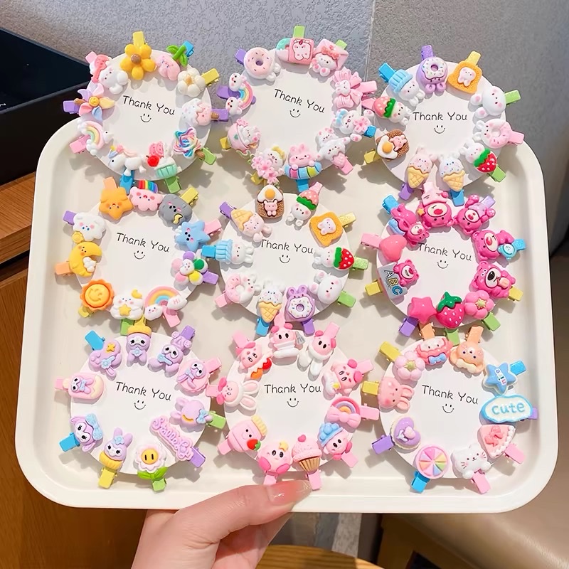 儿童小女孩碎发bb夹发夹女童不伤发草莓熊卡通发卡刘海侧边夹头饰3