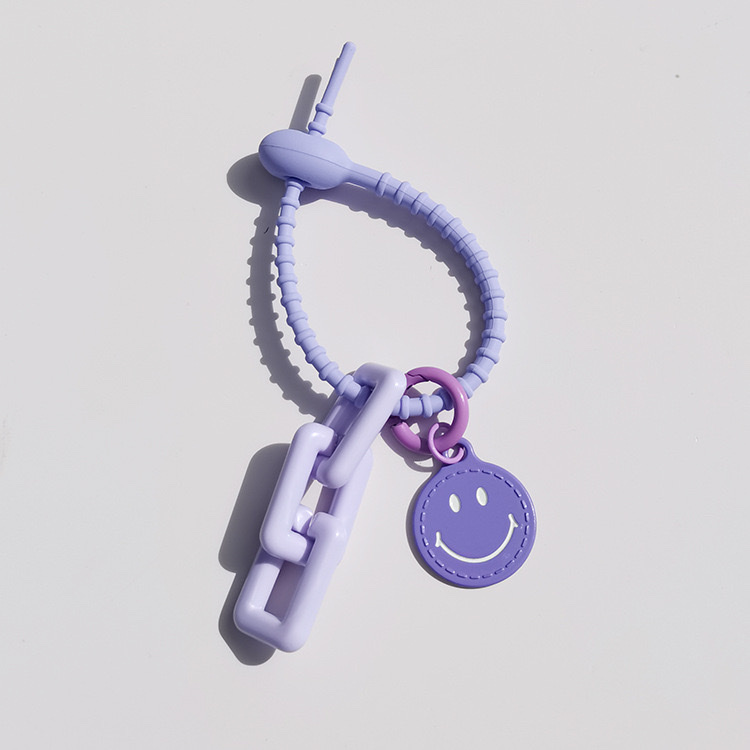 糖果色双面金属笑脸钥匙扣可爱挂件小饰品 钥匙扣钥匙扣挂件详情图4