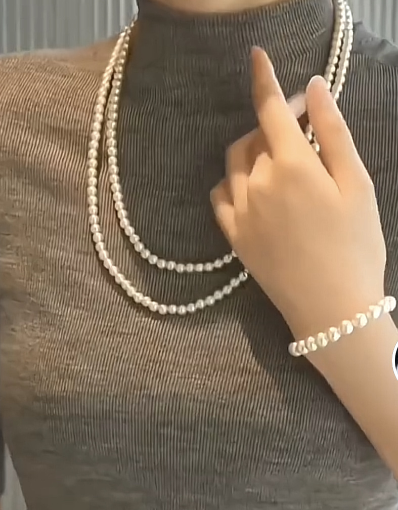 珍珠链 玉石小米珠饰品 精致淡水珍珠小米珠项链 优雅女士首饰礼物小米珠饰品