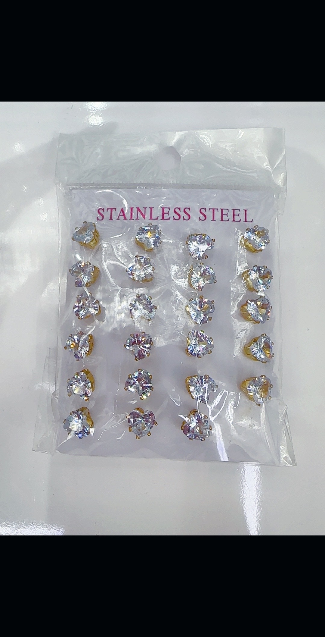 跨境钛钢耳钉甜美欧美时尚不锈钢简约款式一卡装12对源头厂家直销详情图9