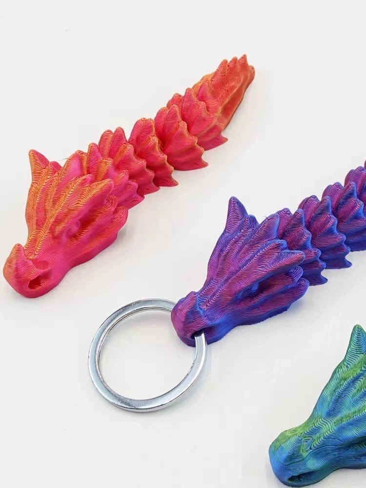 龙年挂件背包3d打印摆件中国风可活动龙手工钥匙扣立体十二生肖 饰品配件龙虾扣详情图2