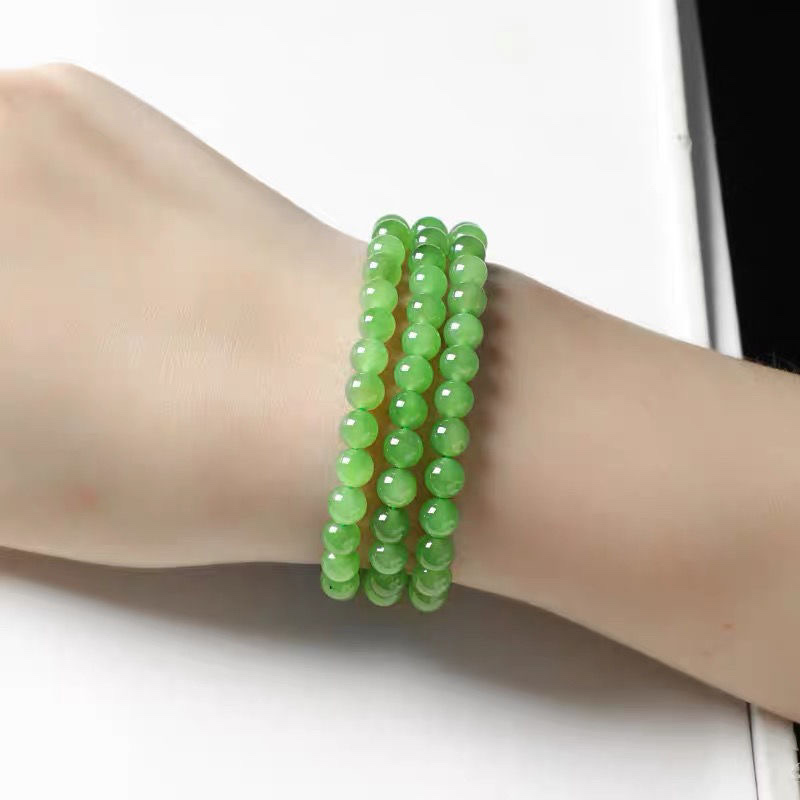 Wholesale of high-quality Russian jade 6M 108-piece bracelet necklace for women, fruit green new Chinese-style Chinese style bracelet Item Picture