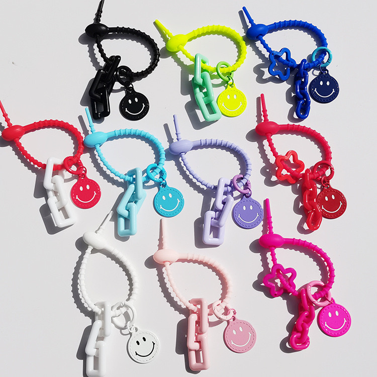 糖果色双面金属笑脸钥匙扣可爱挂件小饰品 钥匙扣钥匙扣挂件