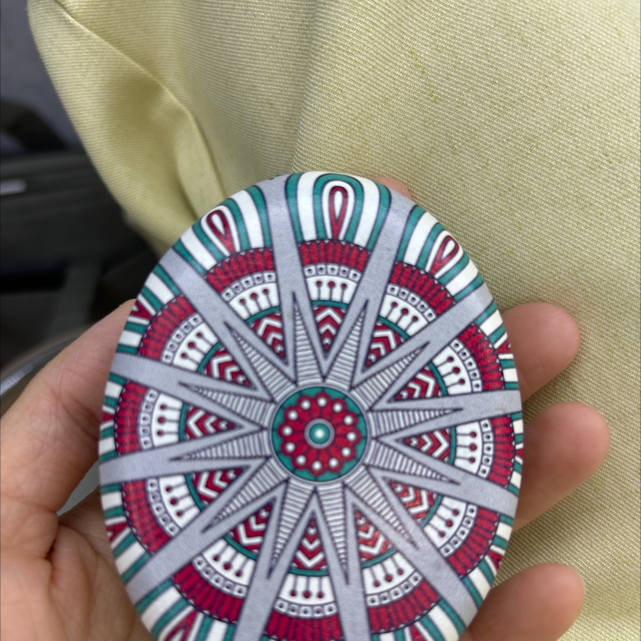 Ethnic-style makeup mirror, mini makeup mirror, oval makeup mirror, touch-up small mirror, mini handheld flip cover, folding square, simple cartoon, portable pocket makeup mirror, double-sided detail image 5