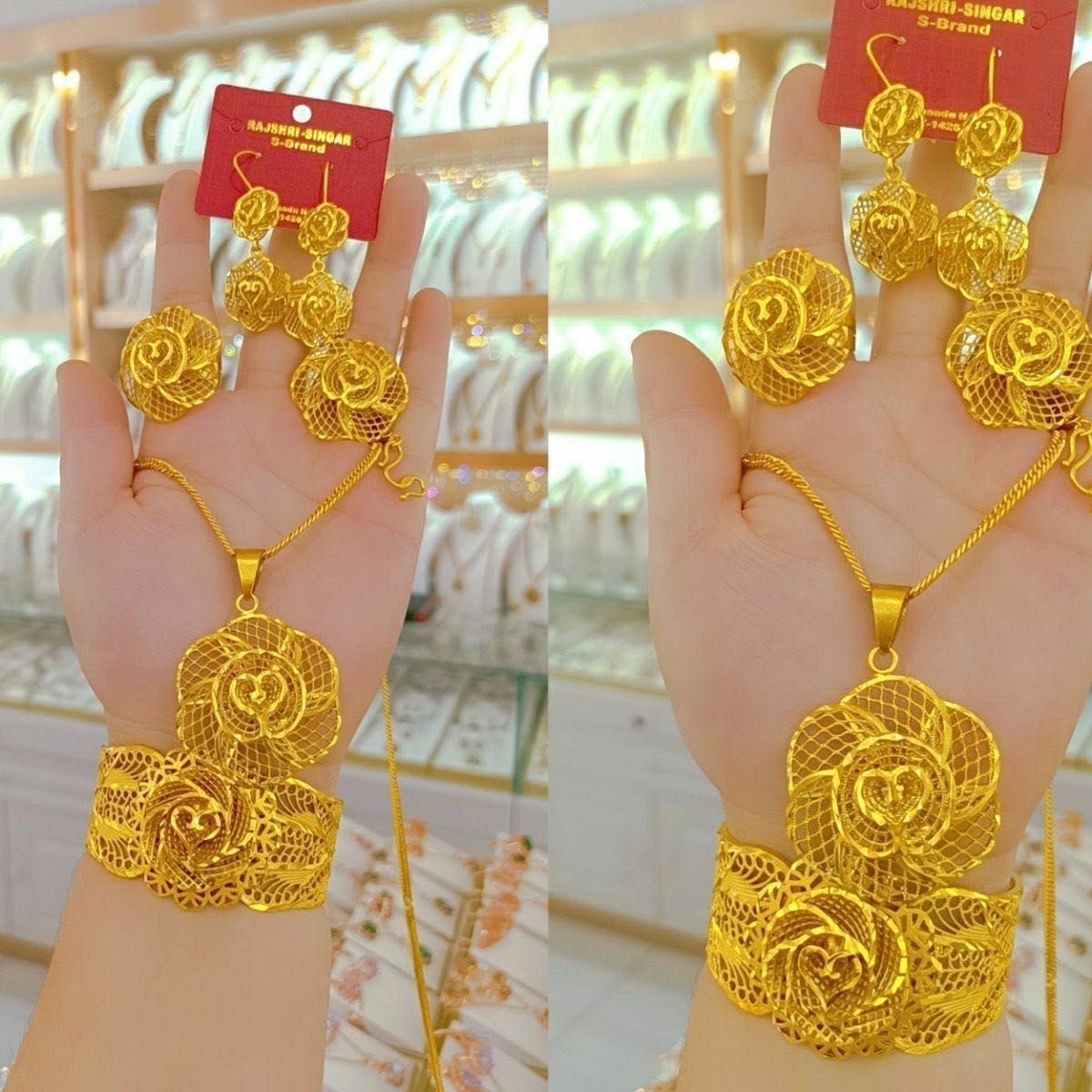 Fashionable ladies' jewelry gifts for 520: A ritualistic gift for yourself - rings, bracelets, adjustable openings, flower ornaments Item Picture