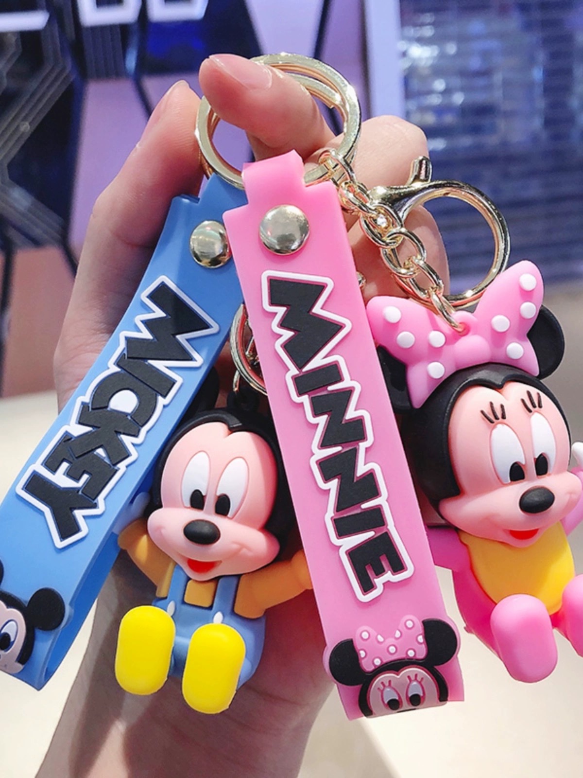 坐姿米奇米妮卡通公仔钥匙链情侣汽车钥匙扣挂件女精致包包小挂饰钥匙挂件产品图