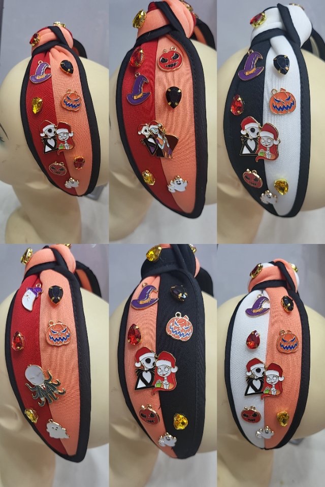 Crystal hair band, luminous hair band, PU hair band, new Amazon American diamond-encrusted high top hair band, wide edge fabric printed, personalized and trendy hair accessory for women details Picture