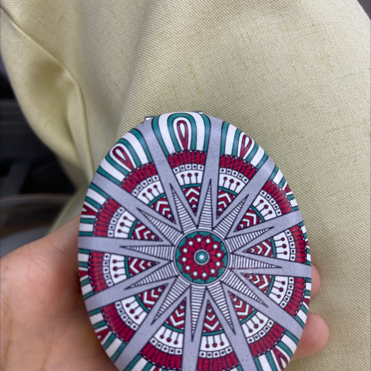 Ethnic-style makeup mirror, mini makeup mirror, oval makeup mirror, touch-up small mirror, mini handheld flip cover, folding square, simple cartoon, portable pocket makeup mirror, double-sided detail image 2