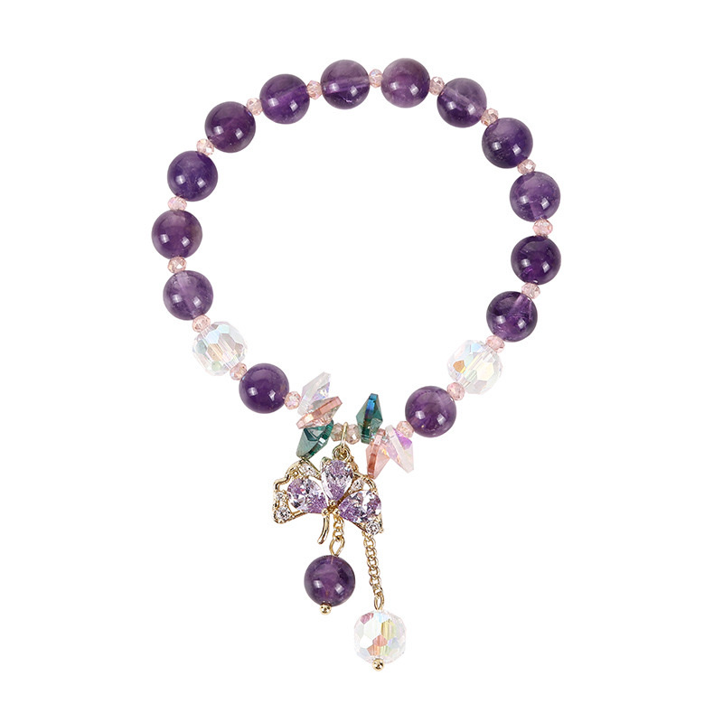 韩系紫晶石水晶手链女银杏吊坠手串百搭ins风手饰闺蜜送礼饰品 详情图5