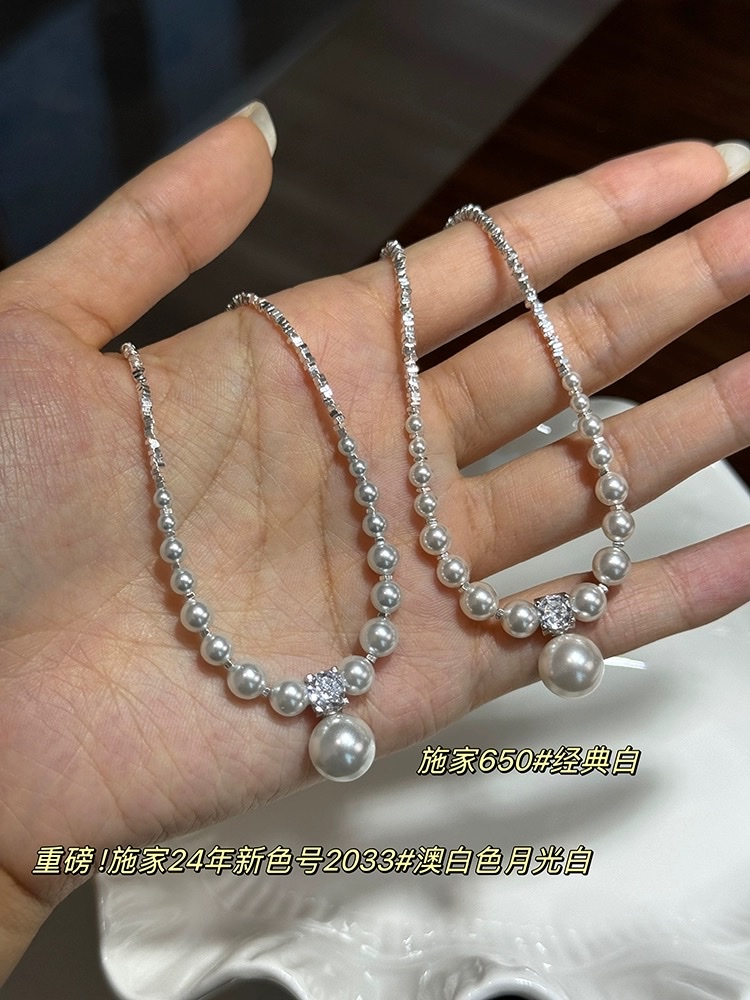 方糖家 原创施家强光珍珠S925纯银渐变项链小众设计高级感锁骨链项链珍珠珍珠项链项链女短款项链饰品项链项链珍珠项链珍珠详情图2
