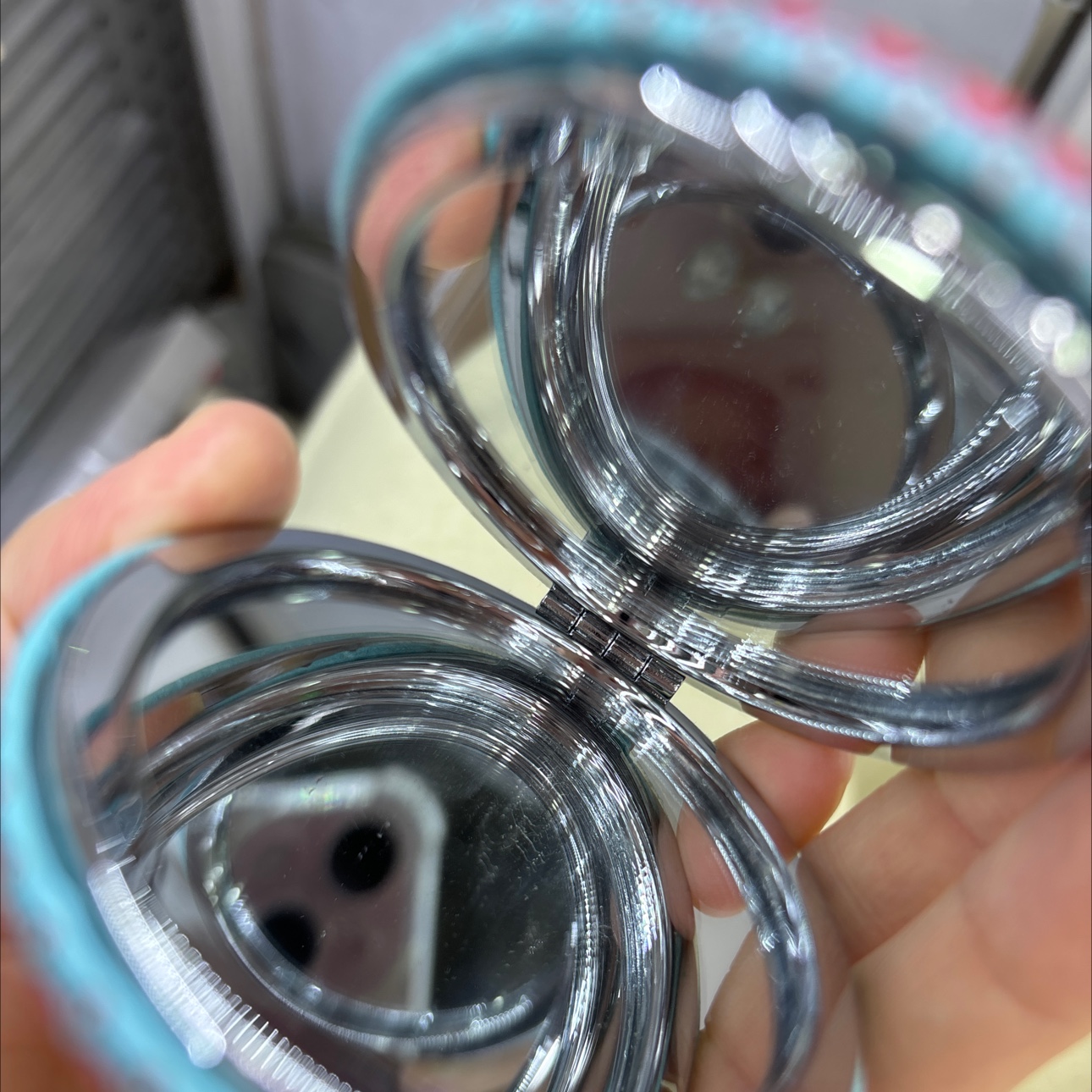 民族风化妆镜迷你化妆镜小可爱PU化妆镜随身便携简约美容小镜子折叠创意迷你双面圆补妆小镜子迷你手持翻盖折叠方形简约卡通随身详情图19