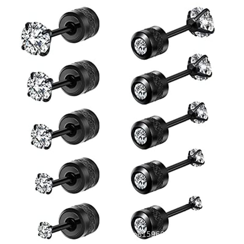 Stainless steel ear studs, cylindrical four-prong zircon ear studs, piercing accessories, back ear studs, small ear bone studs, crystal ear studs 3mm, 3mm, 5mm, 6mm Application Scenario