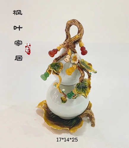 Enamel decorative items, auspicious and peaceful gourds, home office furnishings, entrance hall, model room, wine cabinet decorations, gifts, housewarming gifts Specification image