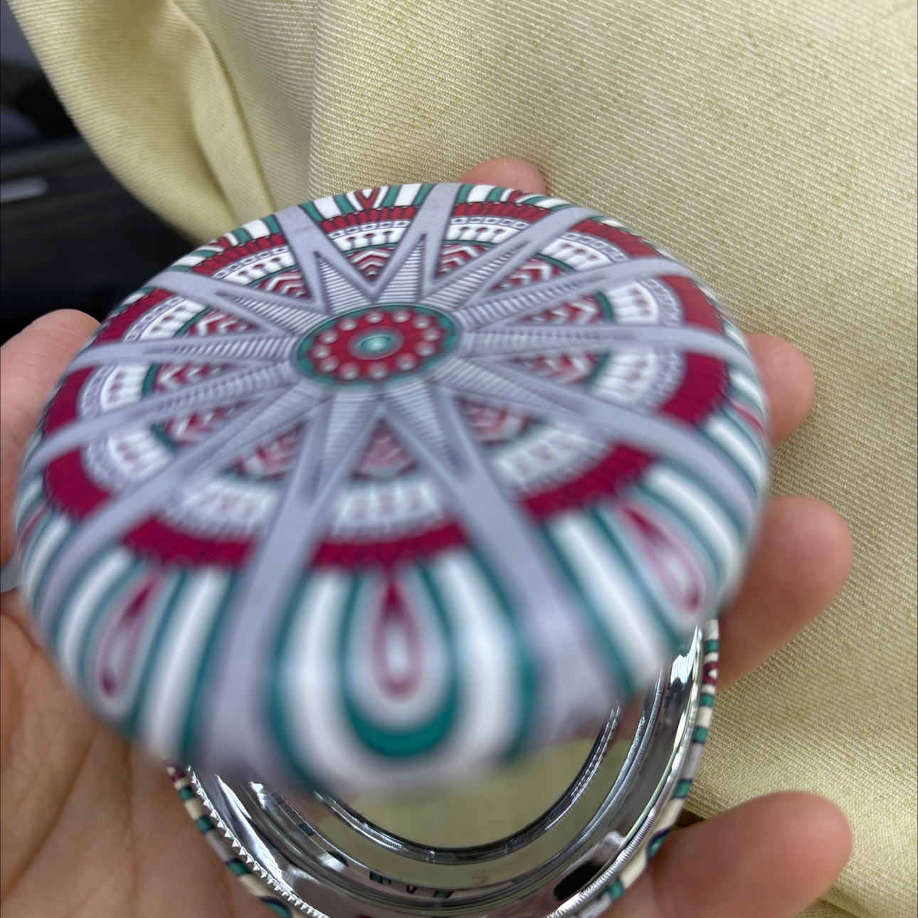 Ethnic-style makeup mirror, mini makeup mirror, oval makeup mirror, touch-up small mirror, mini handheld flip cover, folding square, simple cartoon, portable pocket makeup mirror, double-sided detail image 4