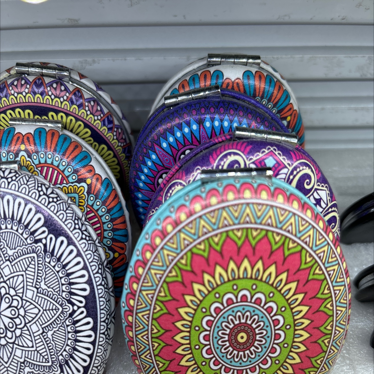 民族风化妆镜迷你化妆镜小可爱PU化妆镜随身便携简约美容小镜子折叠创意迷你双面圆补妆小镜子迷你手持翻盖折叠方形简约卡通随身详情图12