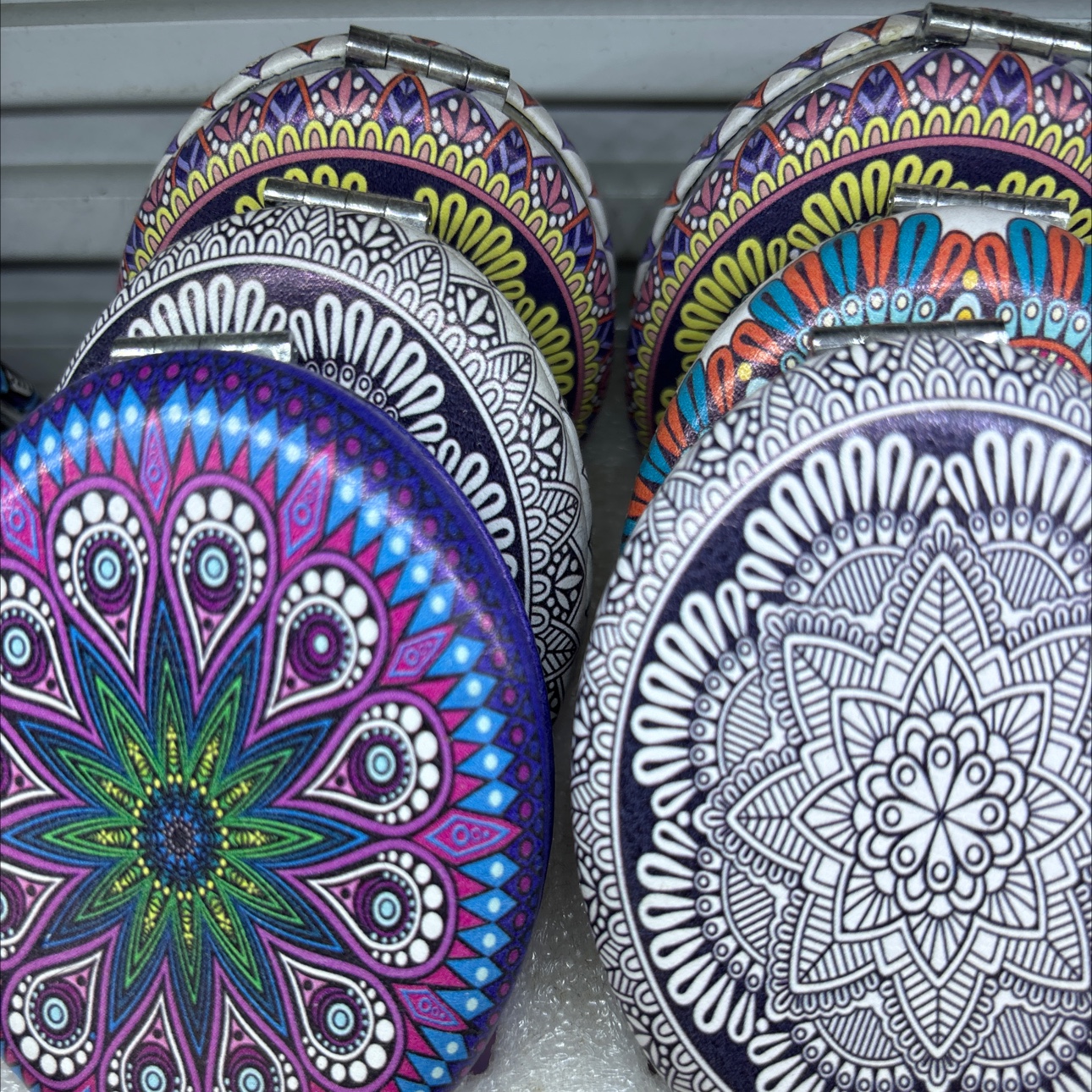 民族风化妆镜迷你化妆镜小可爱PU化妆镜随身便携简约美容小镜子折叠创意迷你双面圆补妆小镜子迷你手持翻盖折叠方形简约卡通随身详情图5