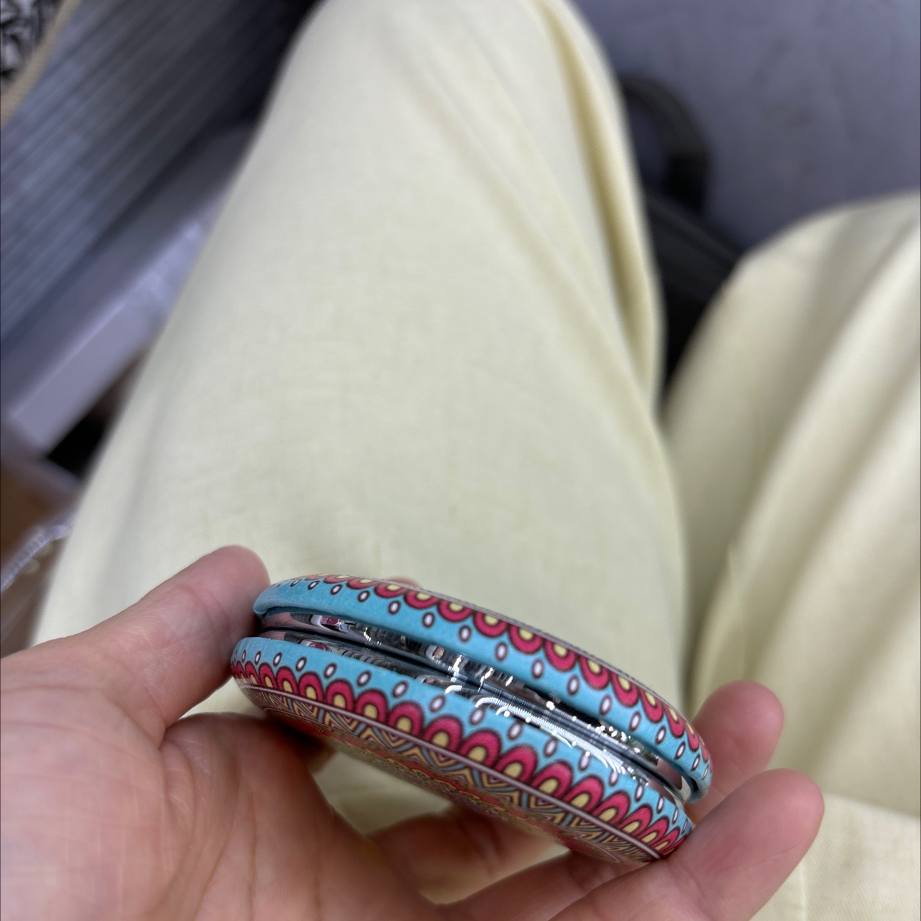 民族风化妆镜迷你化妆镜小可爱PU化妆镜随身便携简约美容小镜子折叠创意迷你双面圆补妆小镜子迷你手持翻盖折叠方形简约卡通随身详情图17