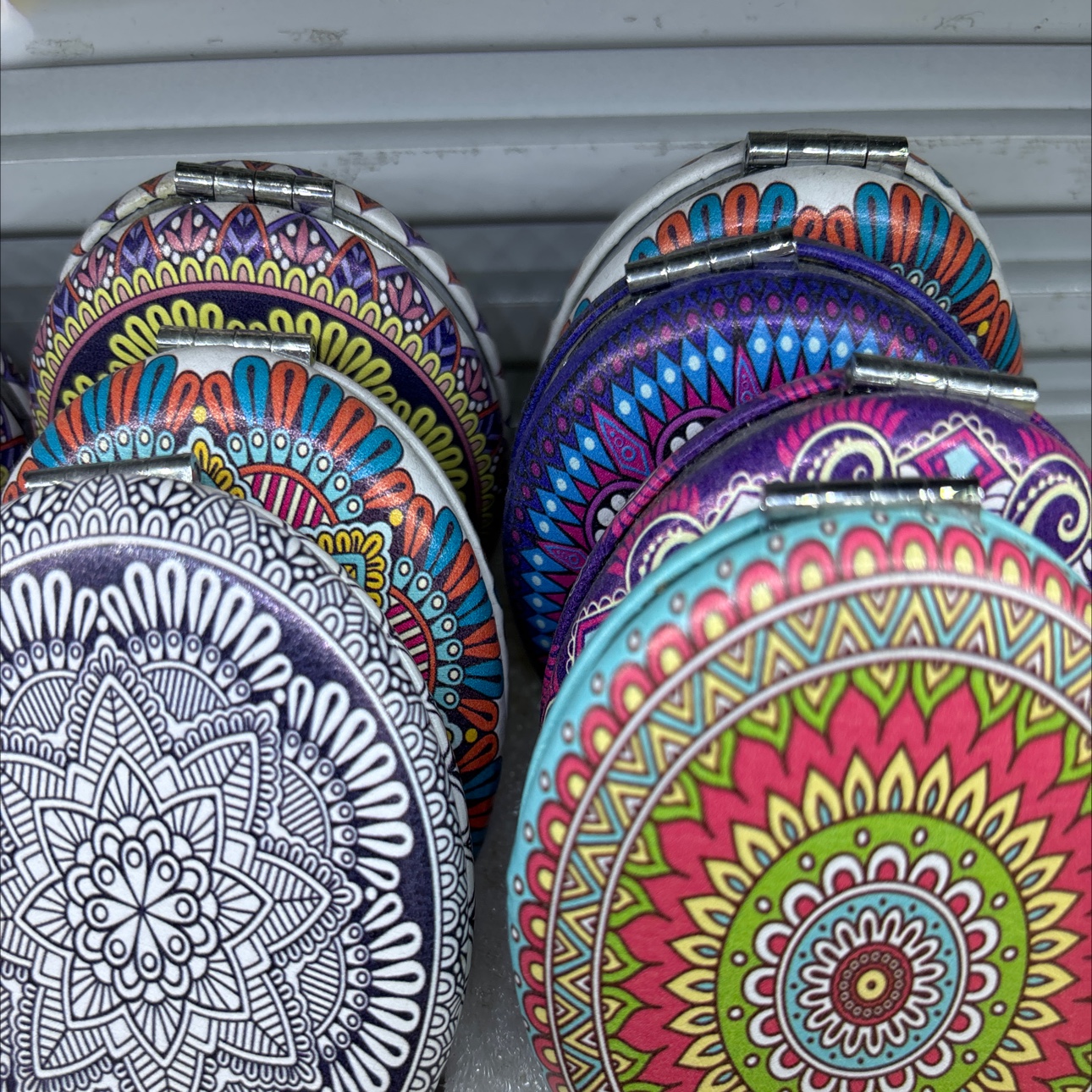 民族风化妆镜迷你化妆镜小可爱PU化妆镜随身便携简约美容小镜子折叠创意迷你双面圆补妆小镜子迷你手持翻盖折叠方形简约卡通随身详情图6